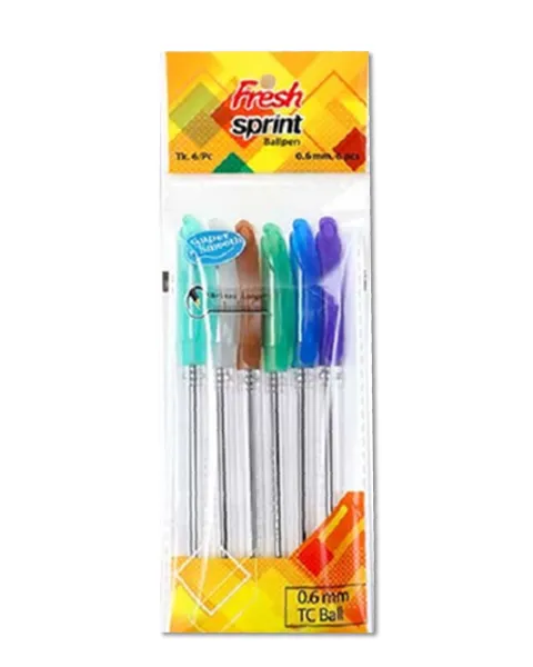 Fresh Sprint Ball Pen Black Ink - (6 Pcs)