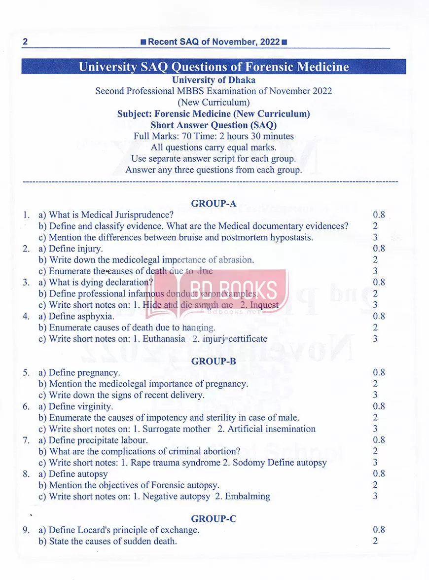 Matrix Question Bank For MBBS 2nd Professional Examination : Dr. Md ...