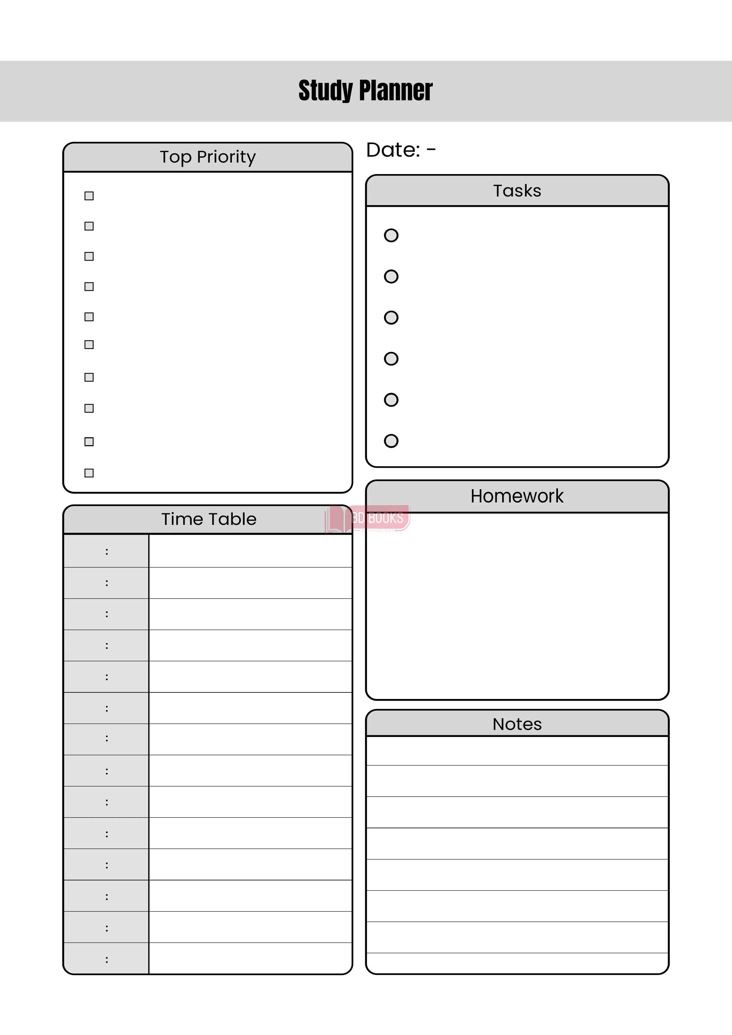 Study Planner (80gsm Cream-White Paper)
